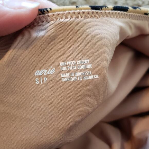 Aerie one piece cheeky brown animal print swim suit S - Picture 4 of 6